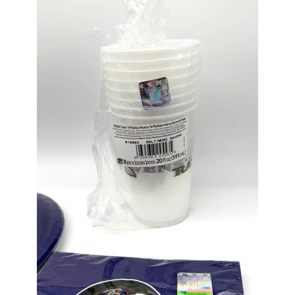Baltimore Ravens NFL Party Supplies Plates Cups Napkins Set NWT Tailgate
